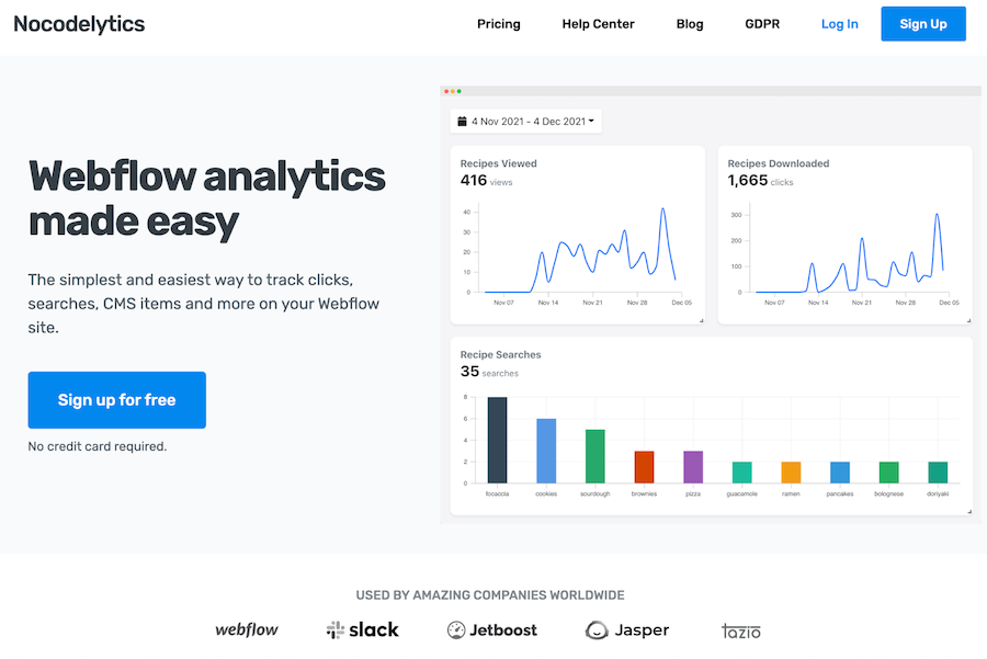 Webflow analytics